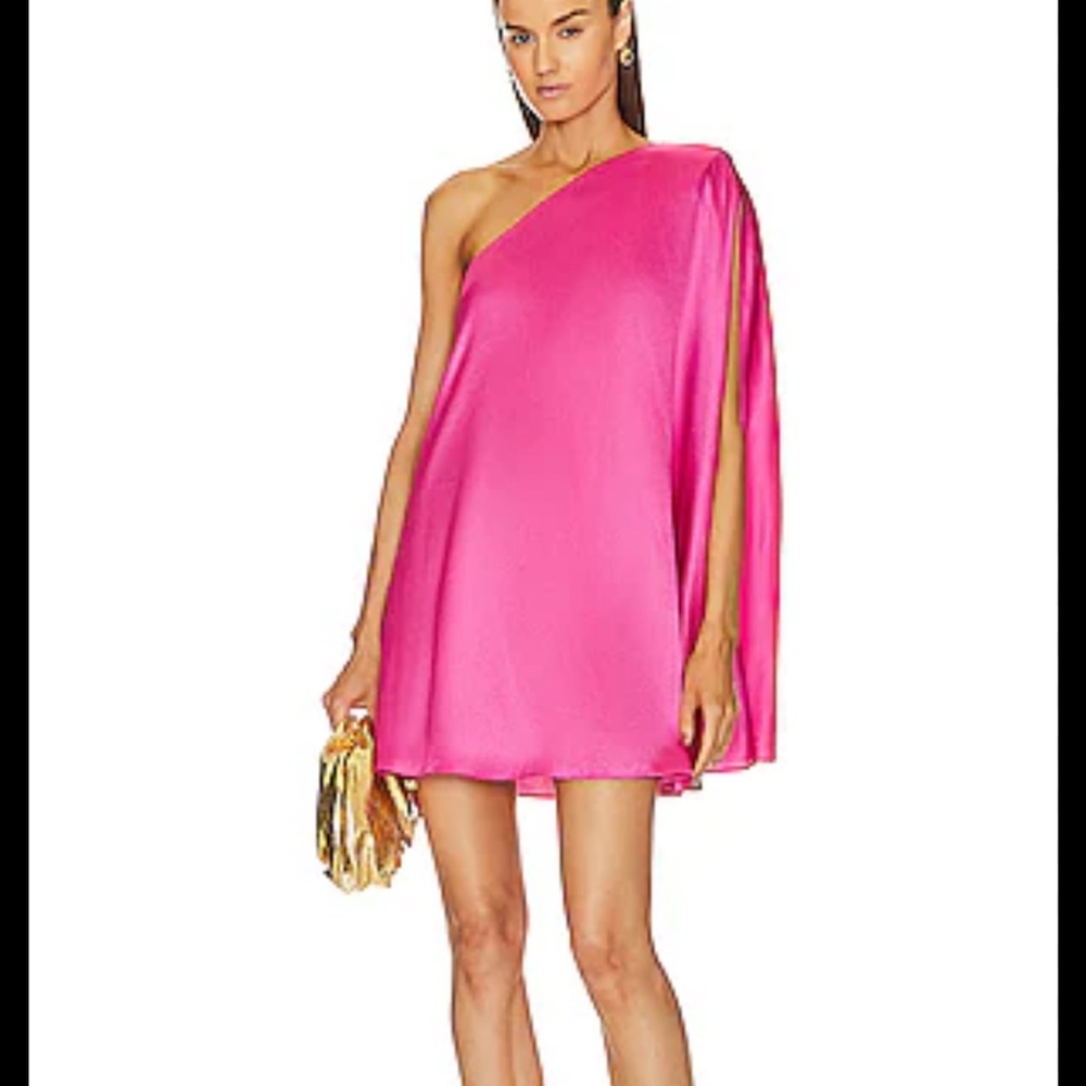 Michael Costello Vibrant Pink One-Shoulder Dress